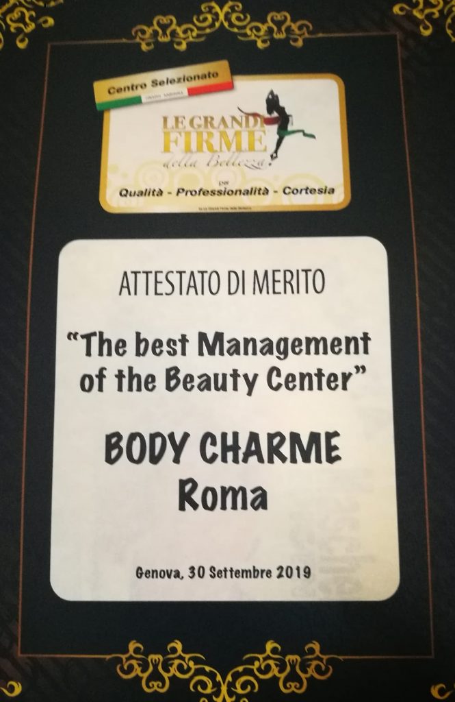 Attestato di merito Body Charme Centro Estetico